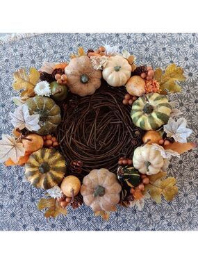 Wreath Flippers Handcrafted 10" Neutral Autumn Pumpkin Centerpiece